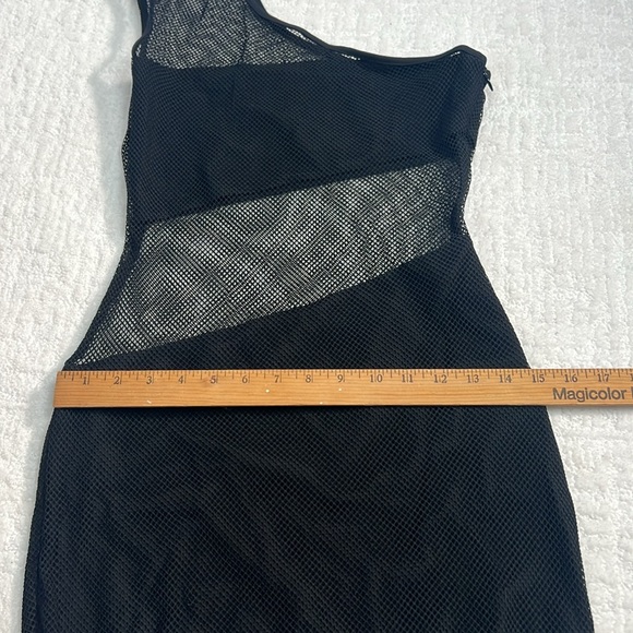 New! Revolve Sherwood black mini dress one shoulder with mesh and cutouts Small - Picture 5 of 6